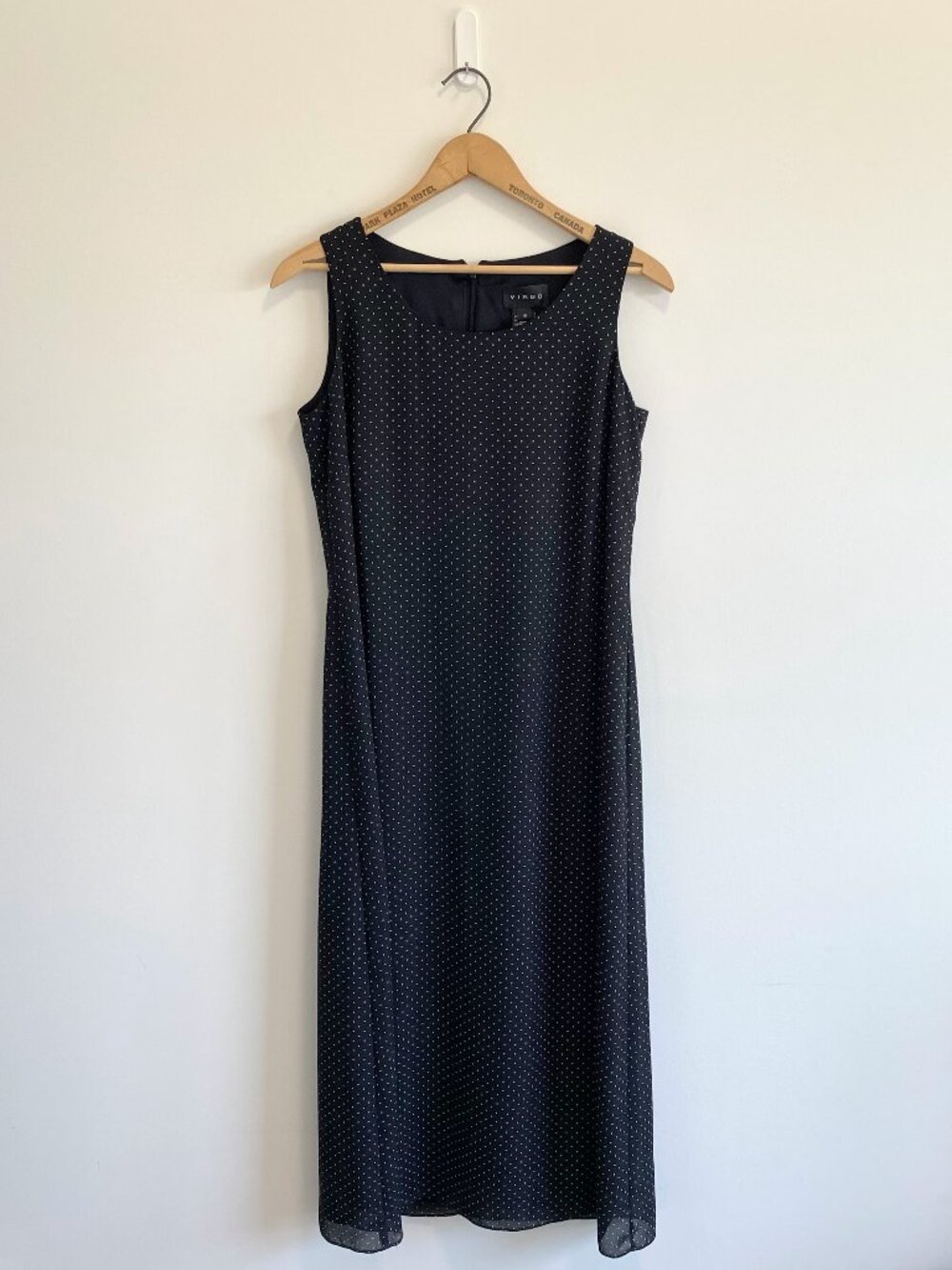 Vintage Black + White Polka Dot Maxi Dress / Y2K
